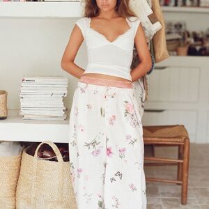 Free People Floral White on repeat pj pant